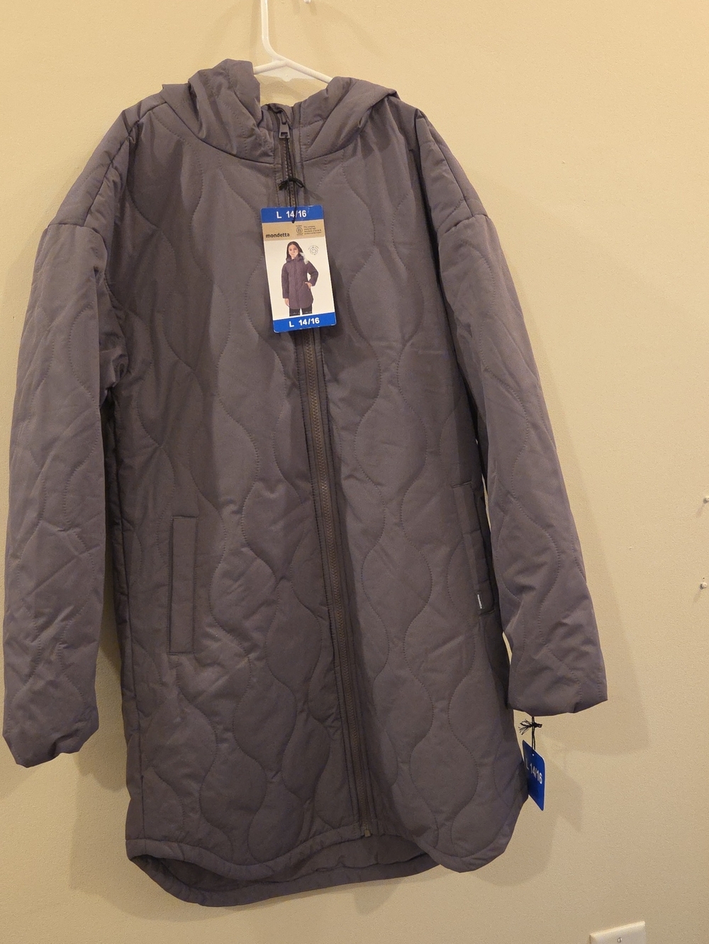Mondetta Girls Quilted Hooded Puffer Coat - Purple 14/16